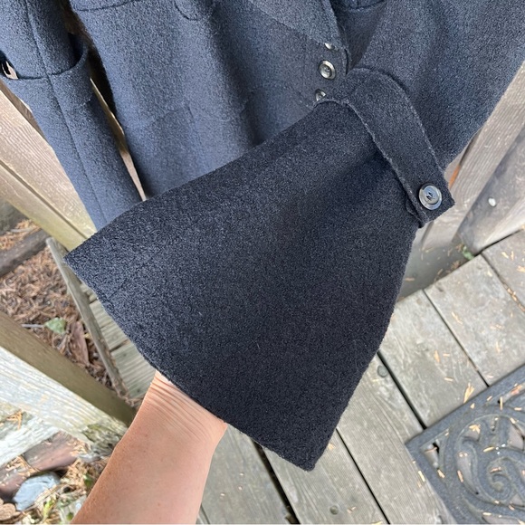 Promod Black Wool Button Coat Sz EU 38/ U.S. 8/M - Picture 7 of 15